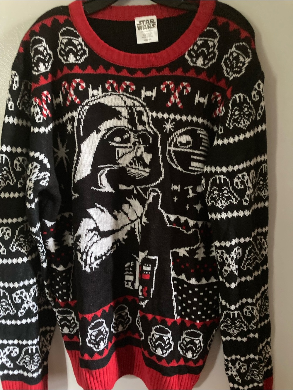 Star Wars Men’s Black, Red & White Darth Vader Crewneck Sweater
